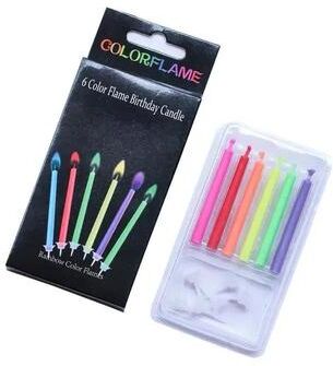 Useful Little Things Multicolor Colored Flame Birthday Candles Festive Cake Candles & Party Decor Pack For Birthdays & Weddings 6pcs