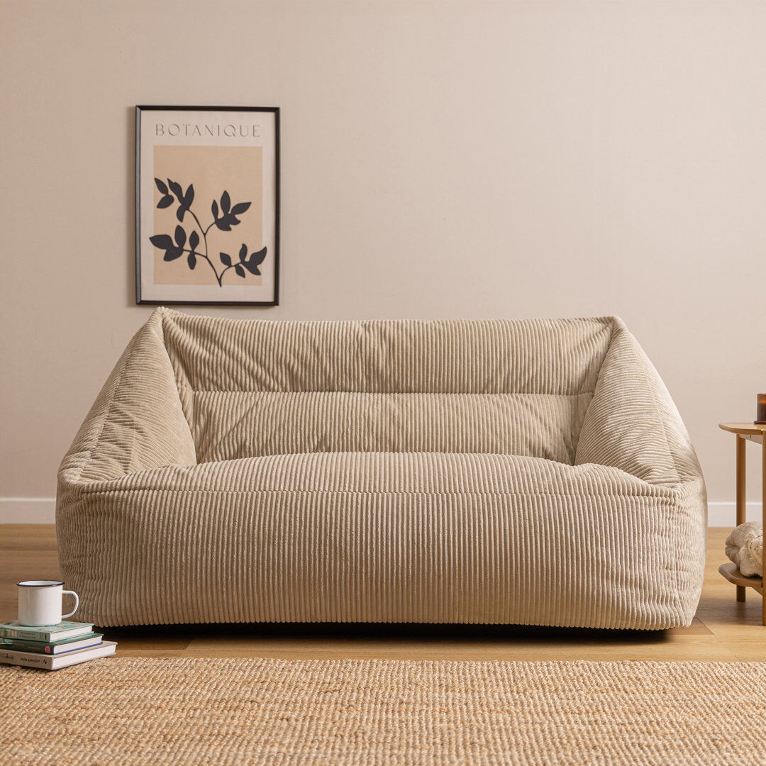 icon Cecilia Corduroy Two Seater Sofa Bean Bag, Grey Beige Large