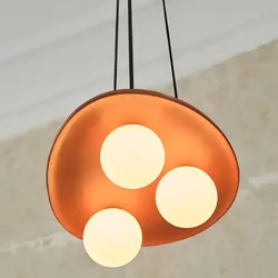 OSRAM 3-flammige Pendelleuchte Decor Clay Nest aus Ton mit matten Glaskugeln mit 3 x G9 Fassung braun