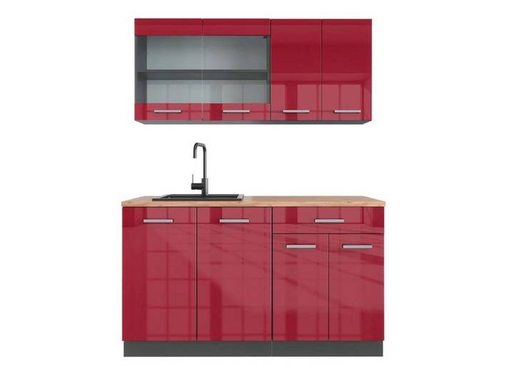 Cuisine R-Line 140cm PT Chêne Rouge brillant/Anthracite Vicco 43065
