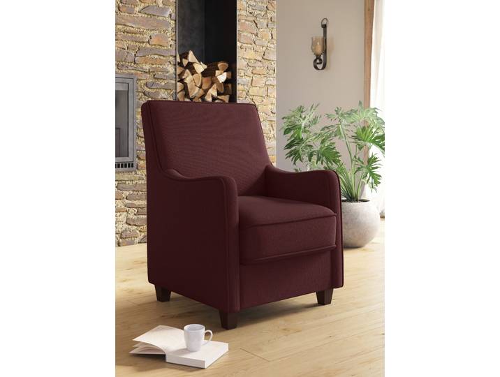Sessel GOODPRODUCT County , lila (chianti), B:70cm H:91cm T:75cm, Luxus-Microfaser (100% Polyester);Struktur fein (100% Polyester);Luxus-Microfaser weich (90% Polyester, 10% Polyamid), Sessel, Sessel, mit englischer Naht und Federkern-Polsterung