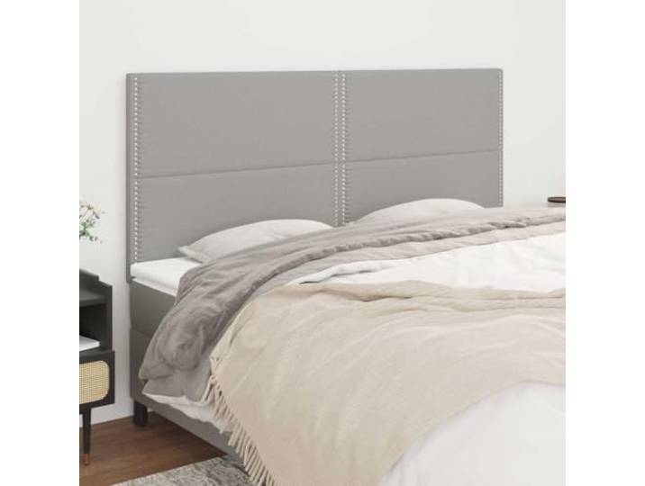 KFPOERTFGD Kopfteil Hellgrau 180 x 5 x 118/128 cm Stoff Polsterung Mit Ziernägeln, Höhenverstellbar, Holzbeine für Stabilität