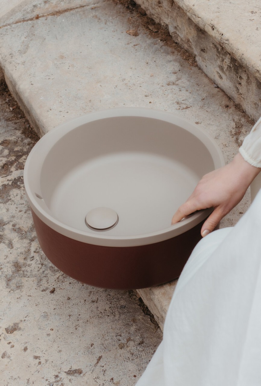 Fiora Konsole mit integriertem Waschbecken Pure Naturstein Waschtisch klein 810x510x120 PNCI02