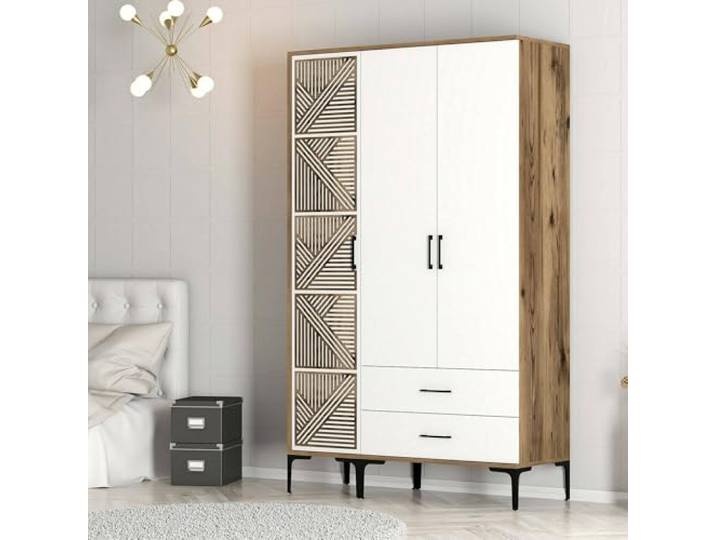 Dmora Kleiderschrank 3 Türen Avior 120x47,5 cm Braun 5 Regale
