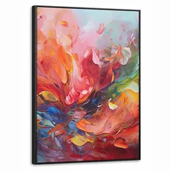 LEINWAND Bilder mit Rahmen - Ölgemälde - Kunst - Abstrakt - Farbenfroh - 60x80