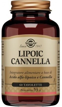 SOLGAR IT. MULTINUTRIENT SpA Solgar - Lipoic Cannella 60 Tavolette - Integratore con Acido Alfa Lipoico e Cannella