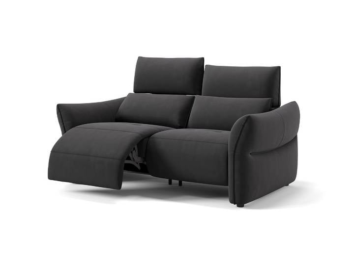 Stoff Sofa PERUGIA 2-Sitzer Elektrische Relaxgarnitur Funktionscouch Couch