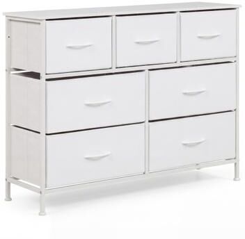 Costway 7-Drawer Wide Dresser with 2-Sized Folding Fabric Drawers for Bedroom-White