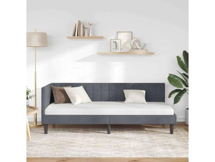 KTHLBRH Eck-Bettrahmen, dunkelgrau, 80 x 200 cm Platzsparendes Design, umkehrbares Kopfteil, Basis aus Sperrholz, Verwendung als Sofa