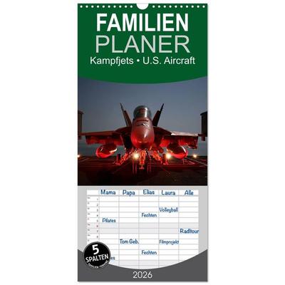 Familienplaner 2026 - Kampfjets • U.S. Aircraft mit 5 Spalten (Wandkalender, 21 x 45 cm) CALVENDO