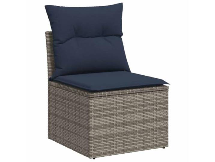 KTHLBRH Gartenmöbel-Set 8-teilig mit grauen Kissen aus Polyrattan Sitzsack für den Außenbereich, mit Aufbewahrungsbox, wasserdicht, pulverbeschichteter Stahl