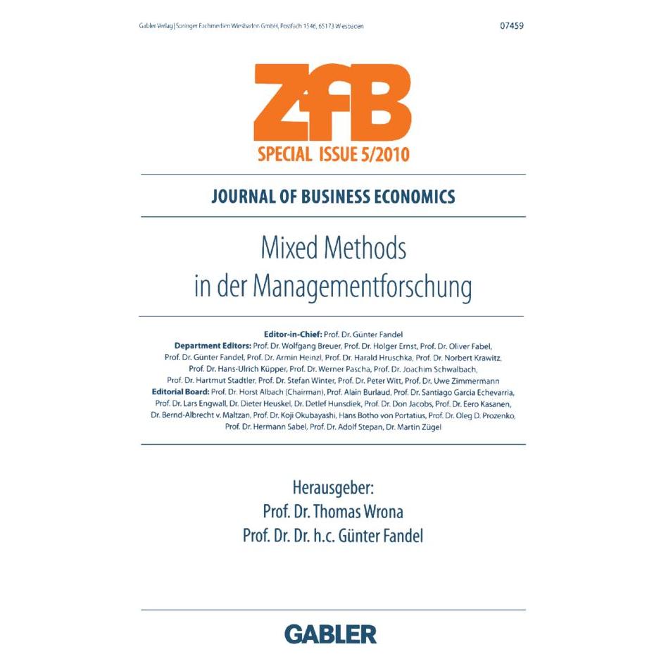 Gabler Mixed Methods in der Managementforschung (Deutsch, Softcover, Günter Fandel, Thomas Wrona) (55349655)
