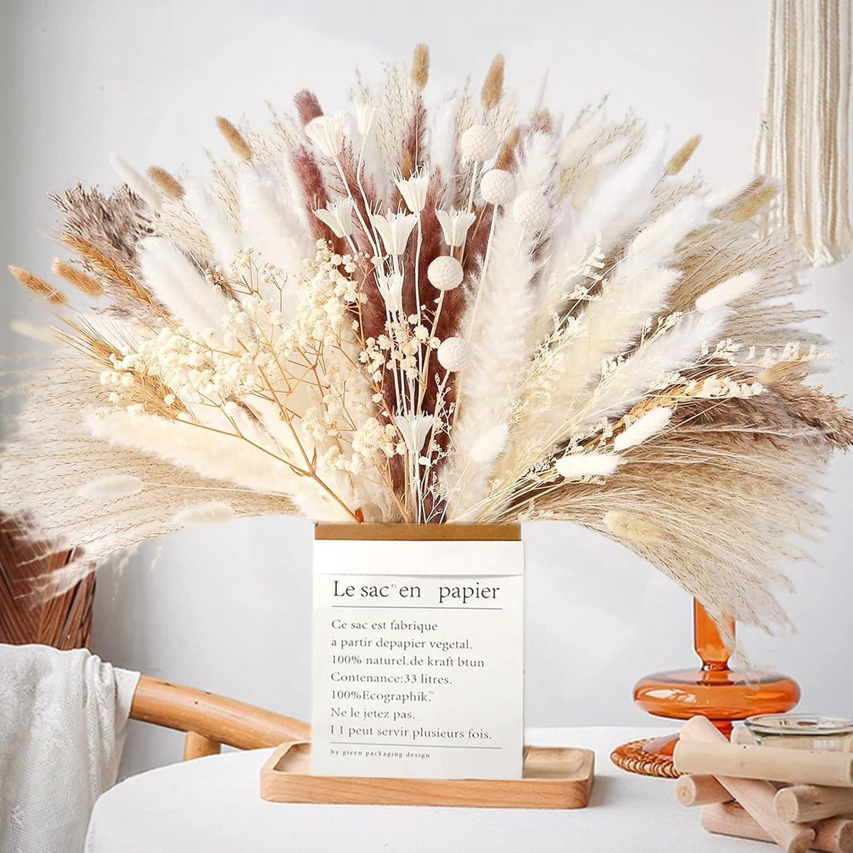 SnelShoppen Pampas Gras Gedroogde Bloemen Decoratie voor een Natuurlijk Boho Boeket
