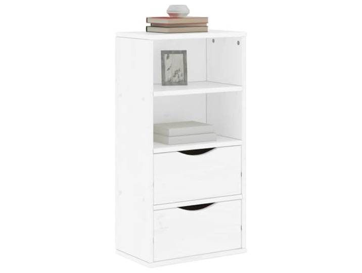 HEFZGDB Beistellschrank aus Massivholz Kiefer für Schlafzimmer mit Stauraum, klassischer Beistellschrank mit rustikalem Charme, Zwei Schubladen, Zwei Einlegeböden und Stabiler Platte