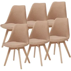 Helloshop26 - Set mit 6 taupefarbenen Esszimmerstühlen mit Schlaufenlehne