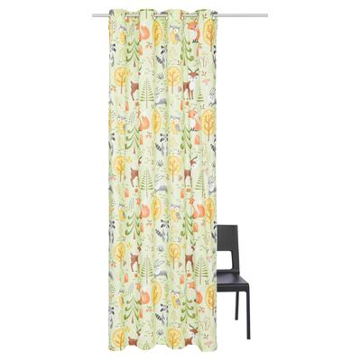 Gardine OTTO HOME "Waldtiere" Gr. 1, grün, B:135cm H:145cm, Baumwolle, recyceltes Polyester (rPET), Gardinen, Gardine, Kindergardine, halbtransparent, einseitig bedruckt