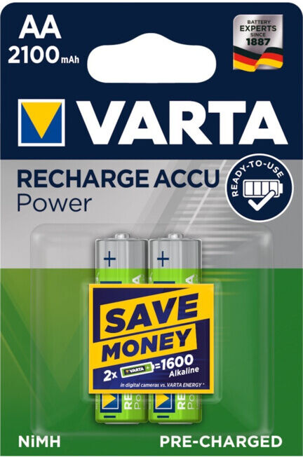 Batterie d´accumulateur 1,2 V 2100 mAh R6-AA-Mignon HR6 2 2pces/blister VARTA (56706101402)
