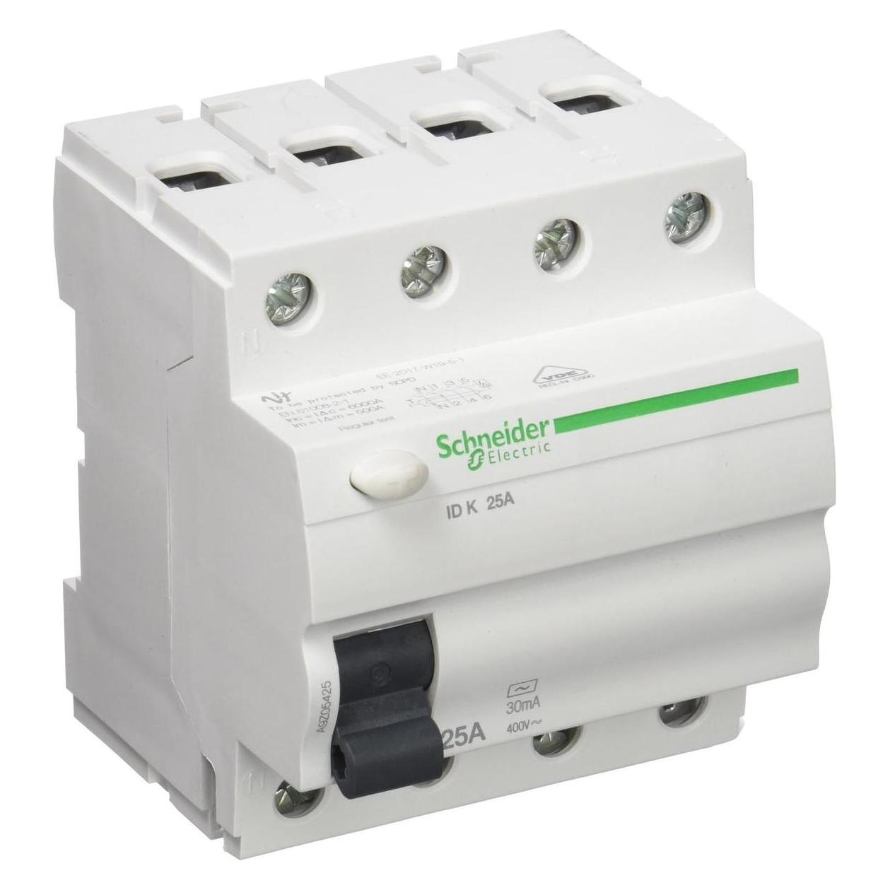 Schneider Fehlerstromschutzschalter 4P 25A 0,03A Typ AC ID K - A9Z05425 (A9Z05425)