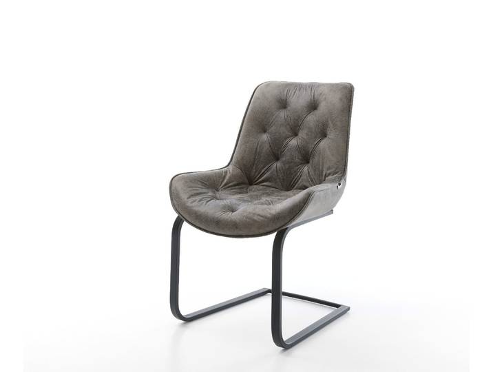 Freischwinger Taimi-Flex Mikrofaser Grau Antik Freischwinger flach Schwarz, Esszimmerstühle