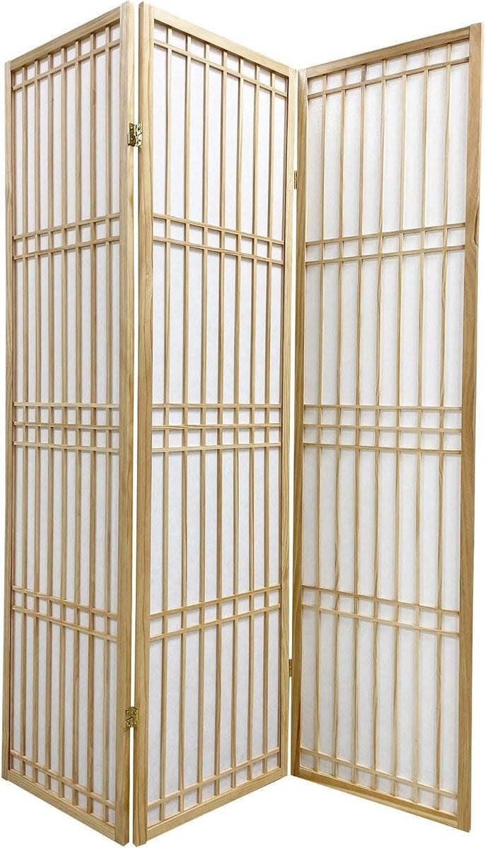 Japans Kamerscherm Shoji Scheidingswand Opvouwbaar Naturel B: 135 cm, H: 180 cm