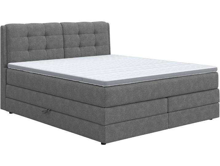 Boxspringbett COTTA FORT II, Stauraum- und Familien-Bett mit Bettkasten & TFK-Matratze , grau (anthrazit), B:161cm L:215cm, 100% POLYESTER (PES), Komplettbetten, Boxspringbett, inkl. Bettkasten und Topper