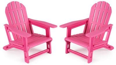 Costway Set of 2 All-Weather Outdoor Kids Patio Seating with Ergonomic Design-Pink