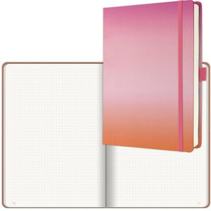 Sigel Notizbuch Jolie Gradient Sunset, JB103, Stoff Hardcover, pink / orange, 100 Blatt / 200 Seiten, 120 g/m², dotted, A5+