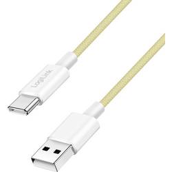 LogiLink USB-C® Kabel USB 2.0 USB-A Stecker, USB-C® Stecker 1 m Gelb Stoff-Ummantelung CU0333