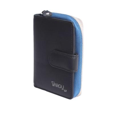 Geldbörse VARGU "VINEM 1-A", Damen, blau (schwarz, blau), Rindsleder, Kleinlederwaren, LGW zertifiziertes Leder