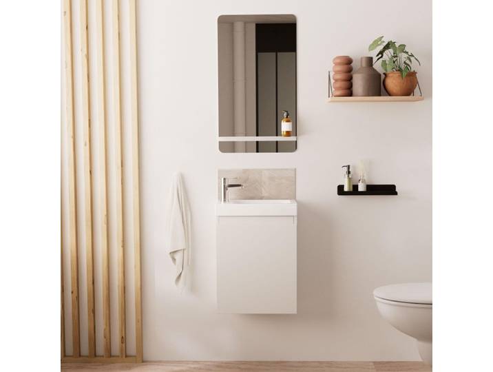 Mob In Meuble lave-mains + miroir + robinet LISA Blanc
