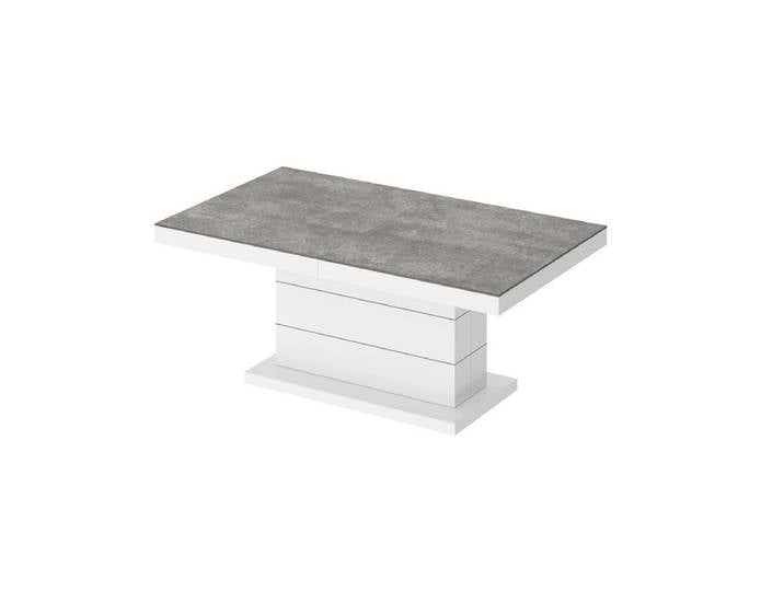 designimpex Couchtisch Design H-333 Matera Lux Beton - Weiß Hochglanz