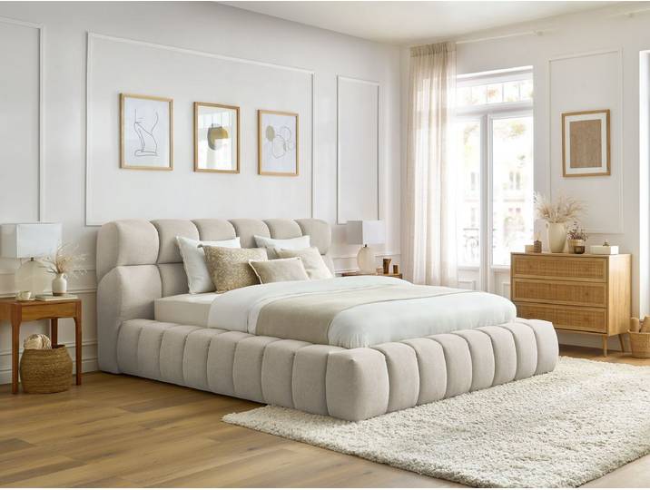 Lit coffre MONT-BLANC tissu chiné 160x200