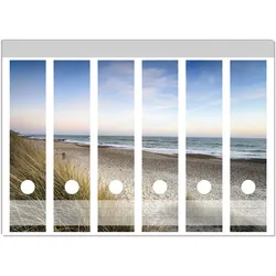 Wallario Ordnerrücken Sticker 12 Stück Strandspaziergang im Urlaub an der Ostsee