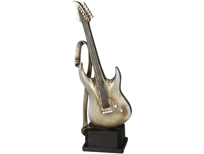 Dekofigur AMBIENTE HAUS Gitarre Figur L , silber (antik, silberfarben), B:15cm H:33cm T:8cm, Polyresin, Dekofiguren, Dekofigur