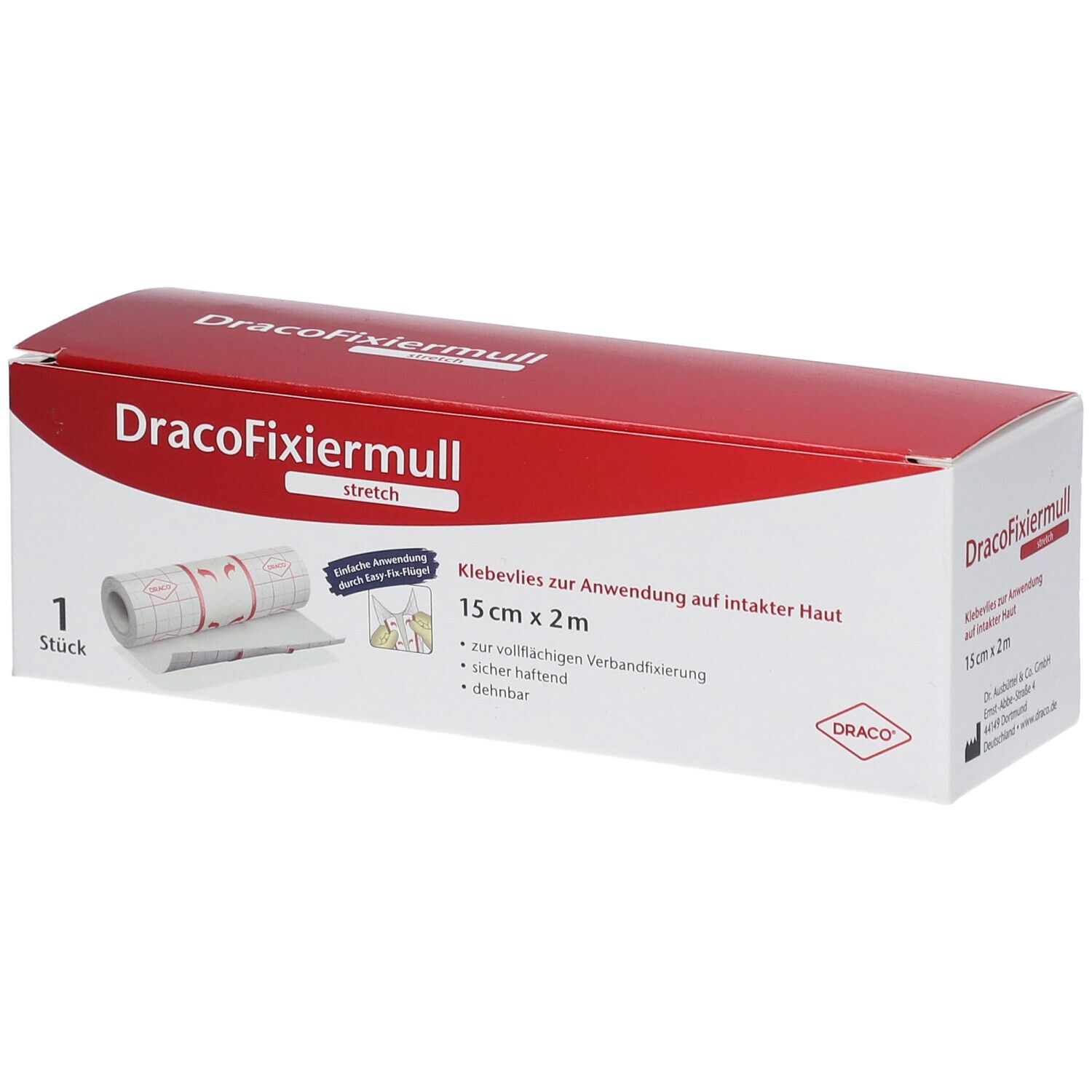 Dracofixiermull stretch 15 cmx2 m 1 St Pflaster