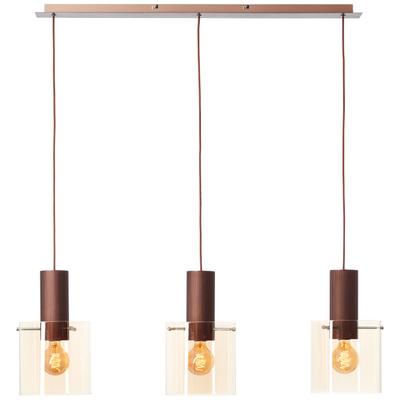 BRILLIANT Pendelleuchte "Petje", braun (kaffee, bernstein), 3, 1 Stk., Leuchten, 90 x 20 x 120 cm, E27, Metall Glas, Kaffee Bernstein, Pendelleuchte