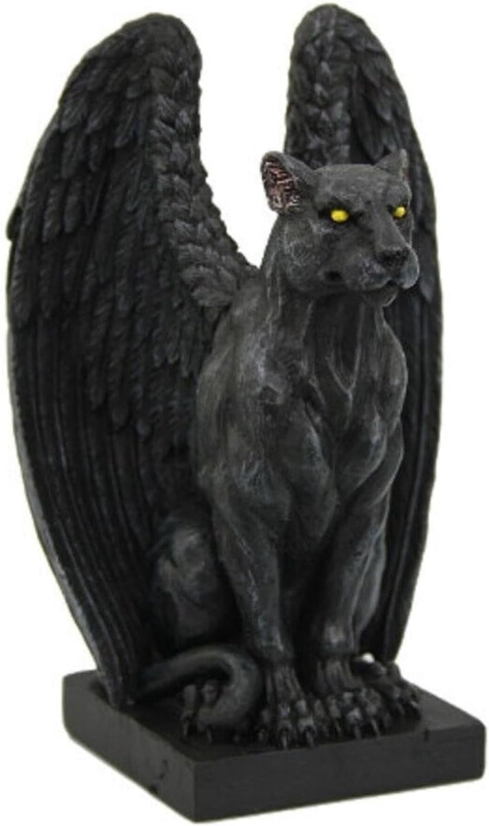 Gevleugelde Jaguar Beeldje Gargoyle Figuur Decoratief Harsontwerp Zwart Hoogte: 155 cm