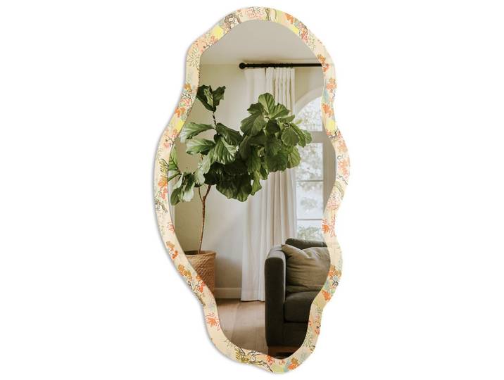 SPIEGEL 90x45 cm asymmetrisch mit Druck - Botanische Zusammensetzung