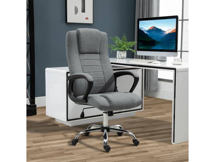 HOMCOM Chaise Bureau Ergonomique Pivotante Gris