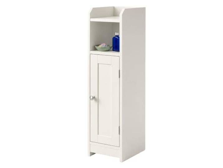 Relaxdays Armoire de Salle de Bain étroite\, 5 Compartiments\, Blanc 80×18×20 cm\, fermeture magnétique\, style champêtre