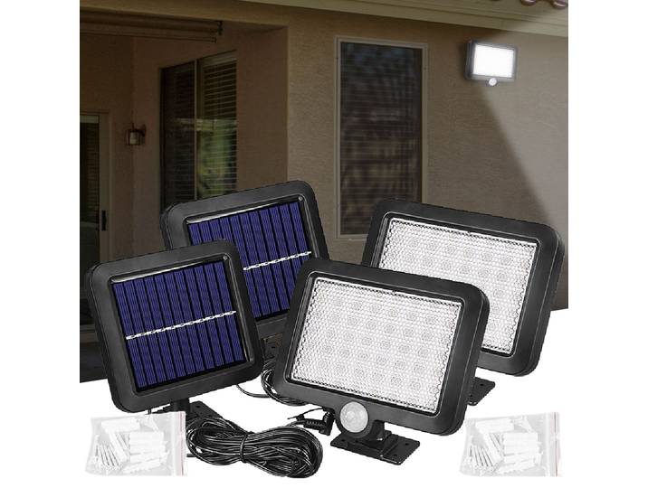 2er Set LED-Flutlicht Solar, Bewegungssensor, IP44