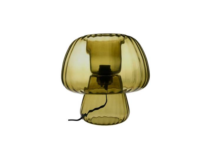 Lampe à poser champignon en verre vert kaki translucide