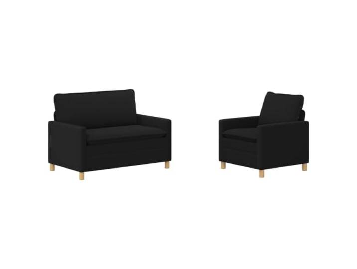 PUGYNBK 2er-Sofa-Set, schwarzer Stoff mit Metallrahmen Weicher Schafsstoff, dicke Kissen, braune Beine, Innenbereich, einfache Reinigung