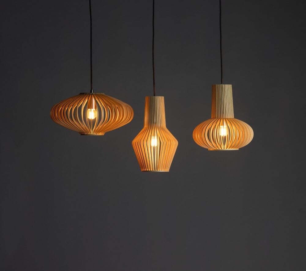 ETH Houten hanglamp Tess rond Ø 20 cm