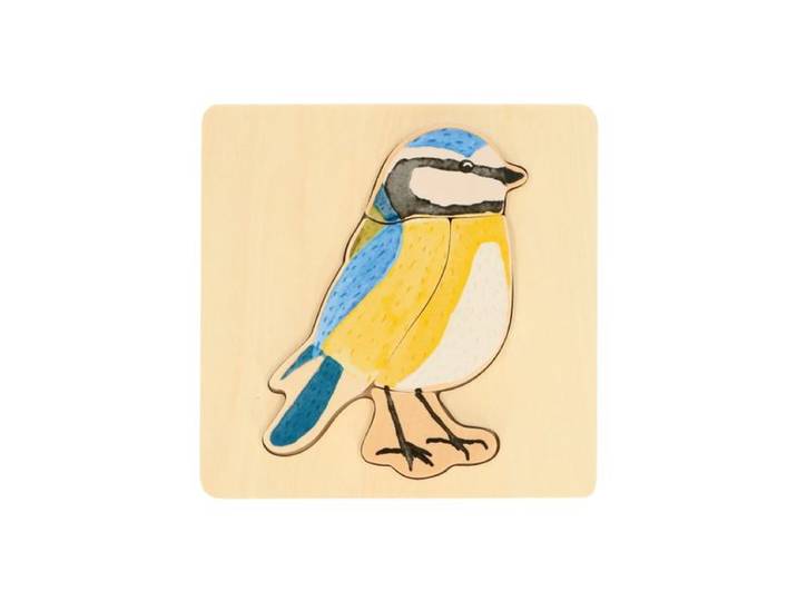 Puzzel pimpelmees, vier stukjes, hout