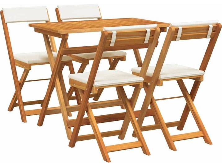 vidaXL Ensemble de table et chaises de bistrot\, 5 pièces\, en bois d'acacia massif\, finition huile naturelle