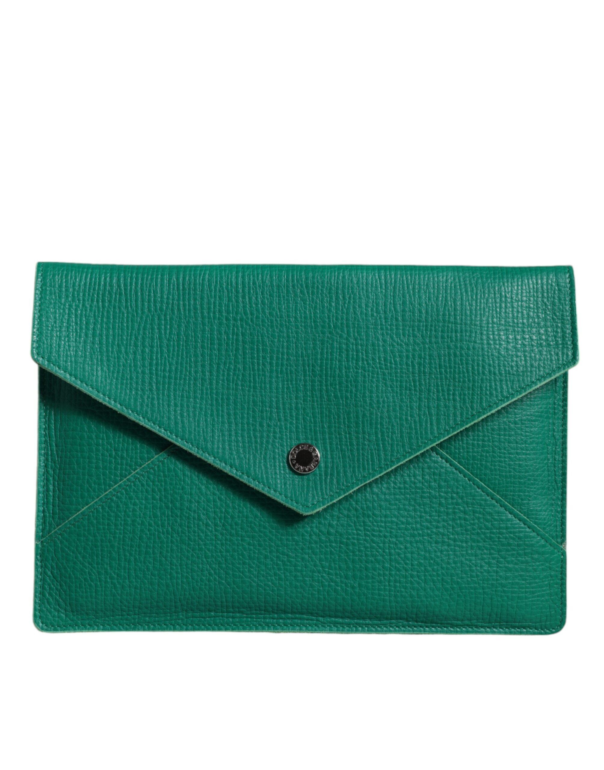 Umschlag-Clutch Leder Grün