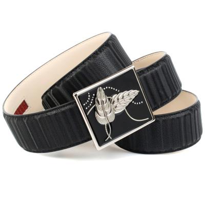 Ledergürtel ANTHONI CROWN, Damen, Gr. 85, schwarz, Leder, unifarben, Gürtel Ledergürtel, Automatik Gürtel mit floralem Design