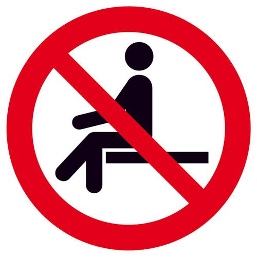 Verbotsschild Sitzen verboten Kunststoff (Ø) 200mm ISO 7010 1St.