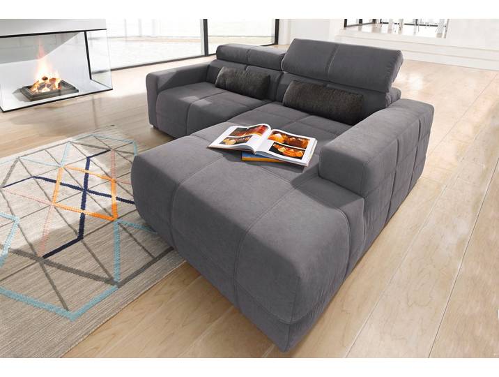 Ecksofa DOMO COLLECTION BRANDON inkl. Kopfteilverstellung, 214x100x80 cm, L-Form , grau, B:214cm H:80cm T:175cm, 90% Polyester 10% Nylon, Sofas, Ecksofa, Luxus-Microfaser, grau